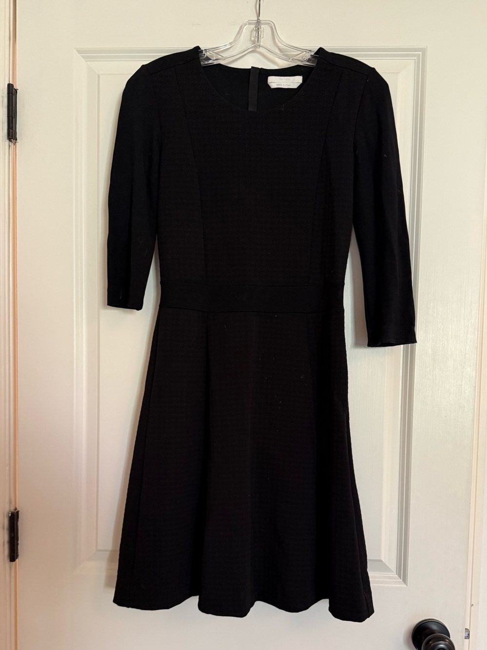Boss Black 3/4 Sleeve Fit-and-Flare Dress with Gold Back Zip